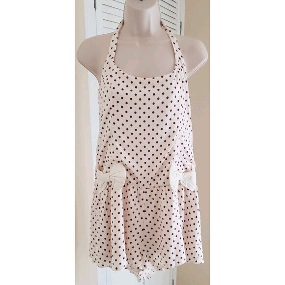 NEW FREE PEOPLE HIGH STRUNG POLKA DOT BOW ROMPER SMALL - Picture 3 of 11